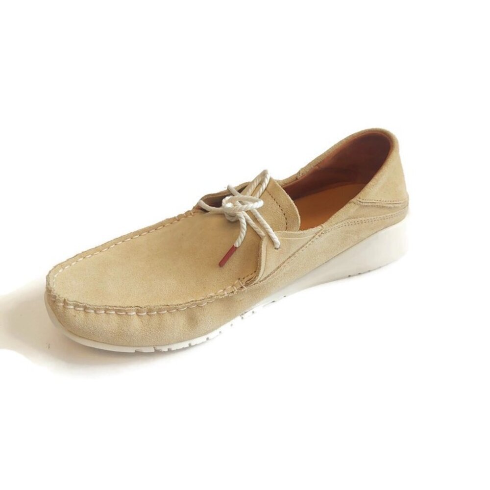 Olukai KA'A DRIVER Mens Sz 10.5 Italian Suede Leather Casual Loafers Golden Sand - Picture 3 of 9